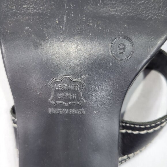 Paolo Corelli Black Heeled Sandals Summer Shoes Leather Uppers Women's size 9 - Picture 3 of 3